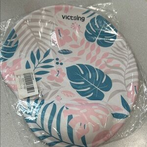 Blue & Pink Floral Mouse Pad with Wrist Support